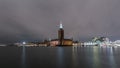 Night view of Stockholms stadshus, Stockholm City Hall Royalty Free Stock Photo